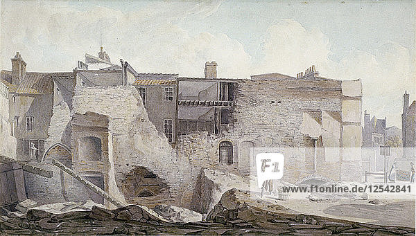 View of the ruins of part of the Priory of Holy Trinity  Aldgate  City of London  1824. Artist: Robert Blemmell Schnebbelie