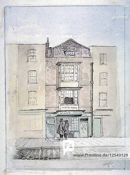 View of Miltons house in Barbican  City of London  1864. Artist: J Benny