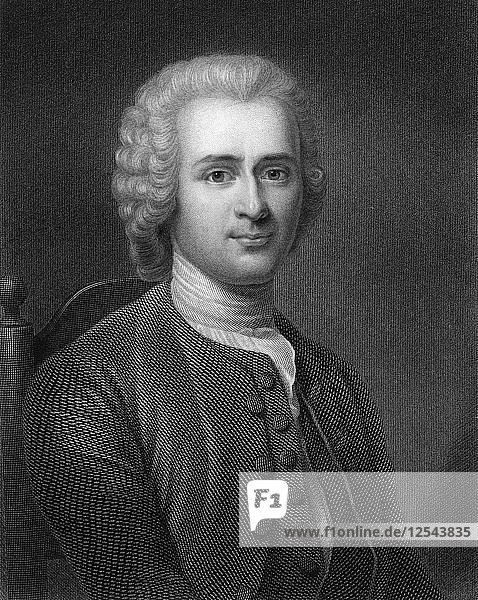 Jean-Jacques Rousseau  französischer politischer Philosoph des 18. Jahrhunderts  (1836) Künstler: Robert Hart