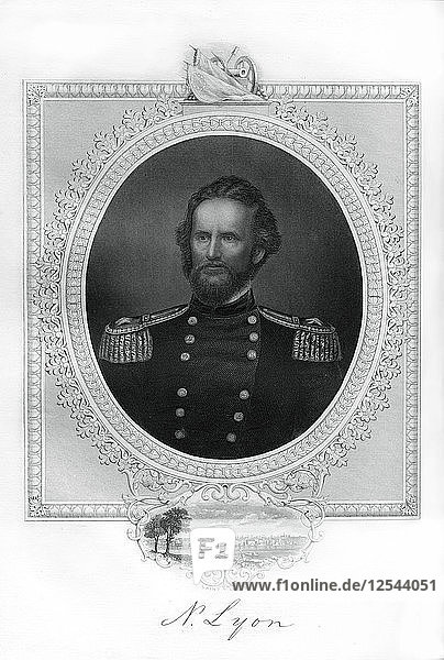 General Nathaniel Lyon  Unionsgeneral im Amerikanischen Bürgerkrieg  (1862-1867). Künstler: Unbekannt