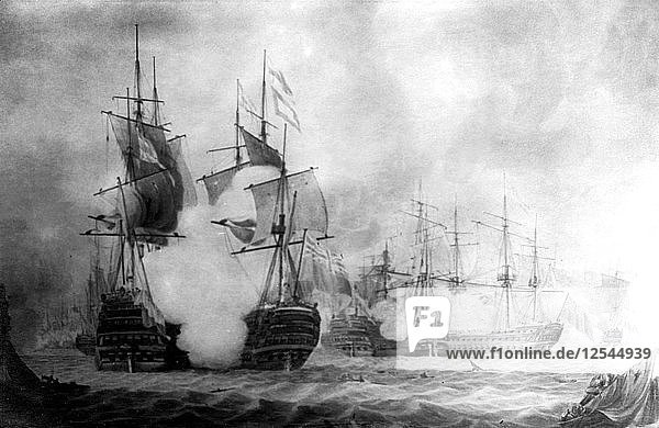 The Battle at Cape St Vincent  19th century. Artist: Unknown