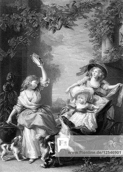 The Royal Princesses children of King George III 19th century.Artist: Robert Graves