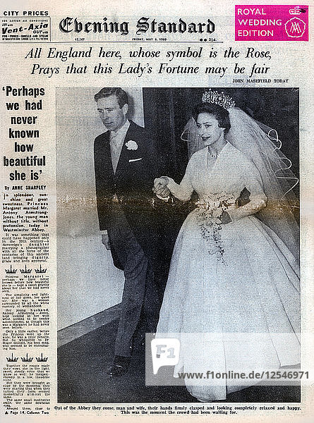 Prinzessin Margaret heiratet Antony Armstrong-Jones  6. Mai 1960. Künstler: Unbekannt
