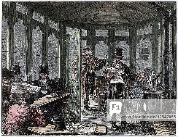 In Newley errichteter Unterstand und Erfrischungsraum für Droschkenkutscher  um 1820-1870. Künstler: Unbekannt