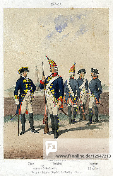 Deutsche Militäruniformen  1740-1786 ((19. Jahrhundert).Künstler: W. Korn