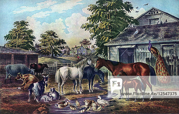 Amerikanischer Bauernhof am Morgen  1857. Künstler: Currier und Ives