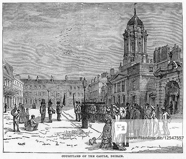 Hof des Schlosses  Dublin  19. Jahrhundert. Künstler: Unbekannt