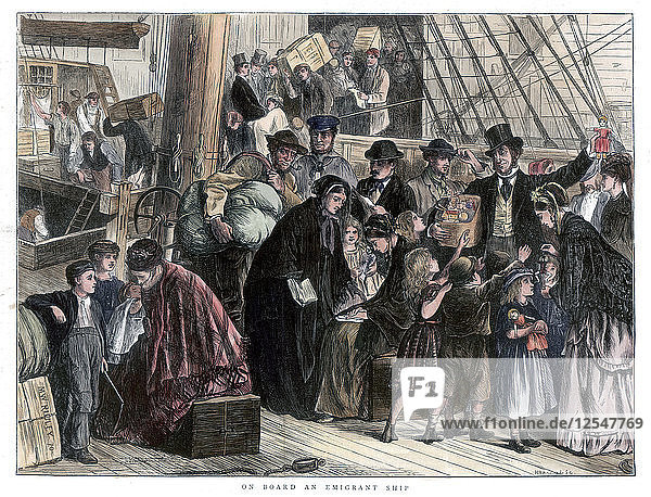 An Bord des Auswandererschiffs  1871. Künstler: Unbekannt