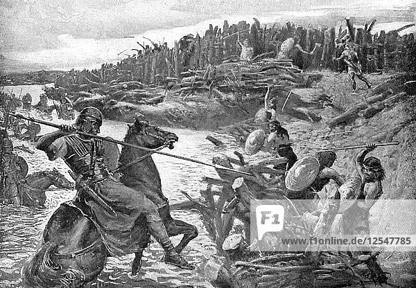Julius Caesar crosses the Thames c55 BC (c1920). Artist: Unknown