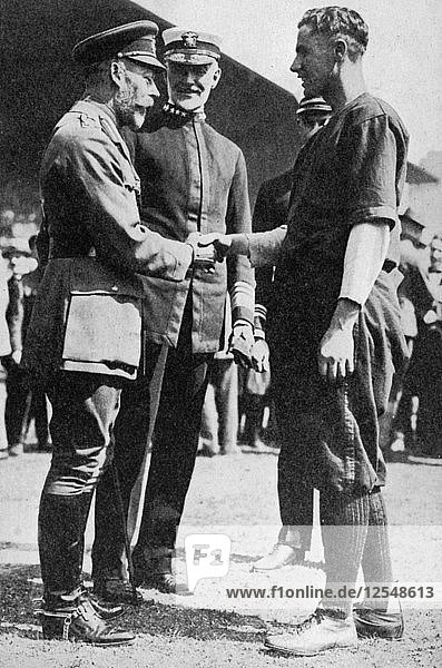 King George V receiving a American soldier who had been playing baseball  c 1910s (1936). Artist: Unknown