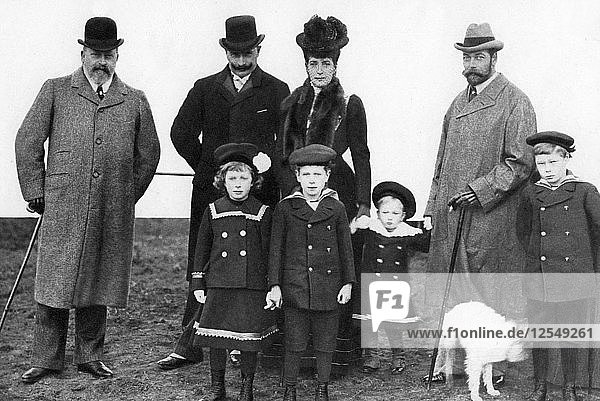König Edward  der Kaiser  Königin Alexandra und König Georg  um 1903 (1935). Künstler: Unbekannt
