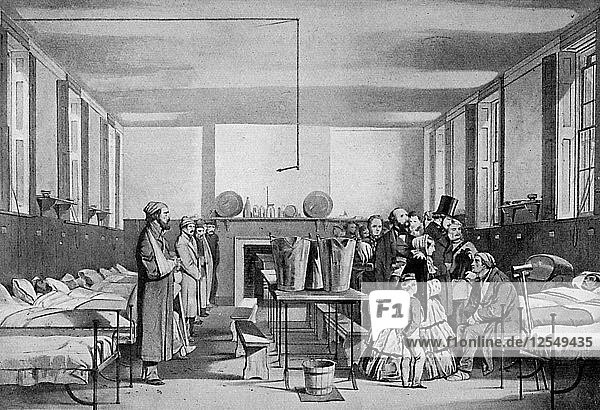 Der königliche Besuch im Brompton Hospital  1850er Jahre  (um 1920). Künstler: Unbekannt