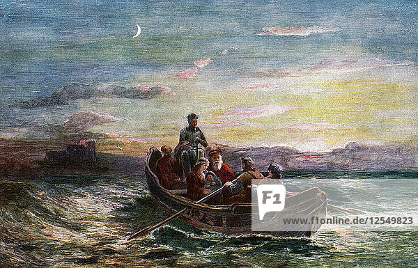 Die Flucht von Maria  Königin von Schottland  aus Loch Leven Castle  19. Jahrhundert  (um 1920). Künstler: Unbekannt