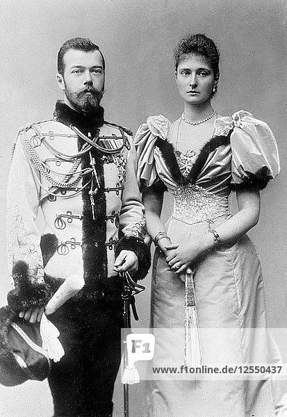 Zar Nikolaus II. von Russland und Prinzessin Alix von Hessen  um 1894. Künstler: Unbekannt