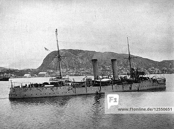 HMS Spartan vor Norwegen  1904 (1908).Künstler: Königin Alexandra