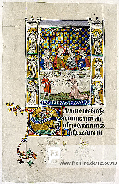 The marriage feast at Cana  early 14th century. Artist: Unknown
