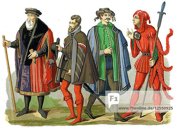 Deutsche Kostüme  15.-16. Jahrhundert (1849) Künstler: Edward May