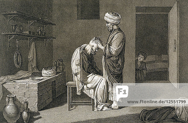 Der Barbier  1822. Künstler: Etienne Frederic Lignon