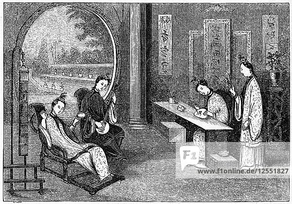 Häusliche Szene  Damen bei ihren üblichen Beschäftigungen  1847. Künstler: Evans