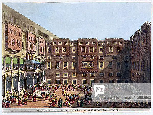 Mameluken beim Training auf dem Platz von Mourad Beys Palast  Kairo  Ägypten  1802. Künstler: Thomas Milton