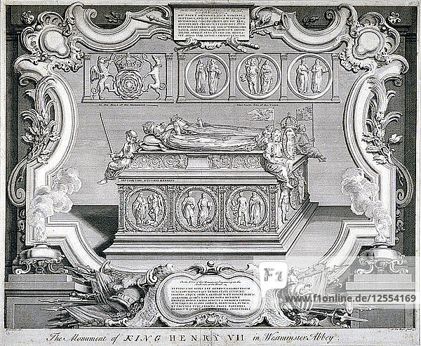 Tomb of Henry VII and Queen Elizabeth  Westminster Abbey  London  c1750. Artist: Claude Dubosc
