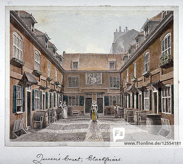 Ansicht von Queens Court  Upper Ground Street  Southwark  London  1830. Künstler: Robert Blemmell Schnebbelie