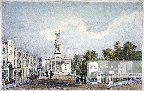 St Marys Church und Crooms Hill  Greenwich  London  um 1825. Künstler: Anon
