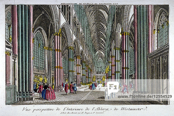 Interior view of Westminster Abbey  London  c1755. Artist: Anon