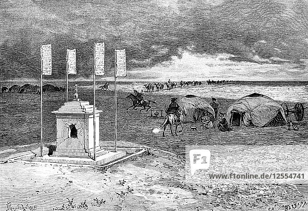Das Grab eines Lamas und ein Lager  mongolische Wüste  um 1890. Künstler: Unbekannt