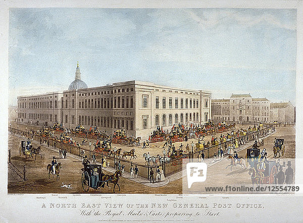 Das neue General Post Office  City of London  um 1830. Künstler: Henry Pyall
