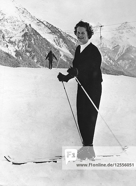 Margaret Thatcher beim Skifahren im Jahr 1962. Künstler: Unbekannt