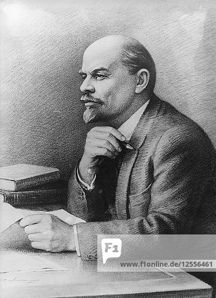 Wladimir Iljitsch Uljanow (Lenin)  russischer bolschewistischer Revolutionär und Politiker. Künstler: Unbekannt