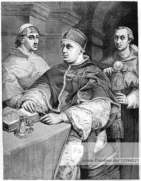 Pope Leo X  Giulio de Medici (the future Pope Clement VII) and Cardinal de Rossi  1882. Artist: Unknown