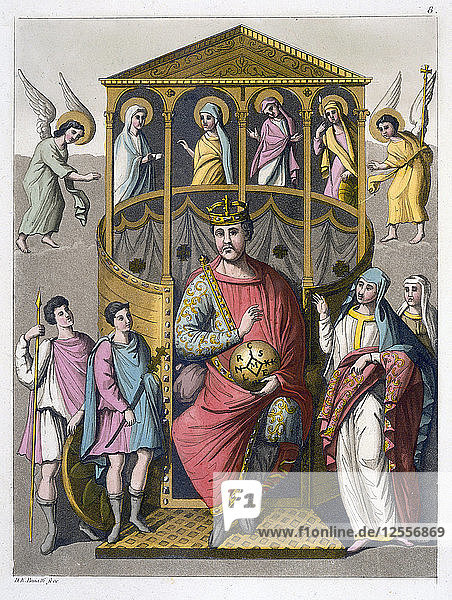 Karl II.  der Kahle  fränkischer König und Kaiser des Heiligen Römischen Reiches aus dem 9. Jahrhundert  (ca. 1820-1839). Künstler: C. Botticella