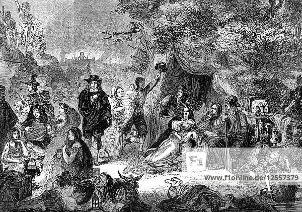 Highgate Fields during the Great Fire of London c1902. Artist: Unknown