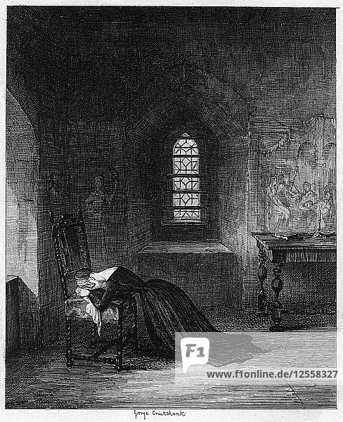 Königin Jane  gefangen im Brick Tower  Tower of London  1553-1554 (1840) Künstler: George Cruikshank