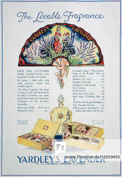 Werbung für Yardleys Lavendelparfüm und Kosmetik  1928. Künstler: Unbekannt