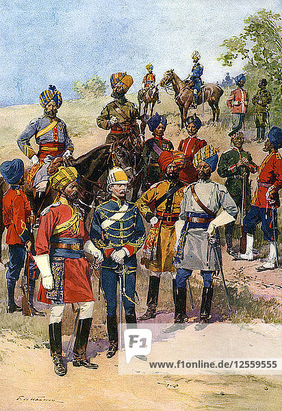 The Kings Own Regiments of the Indian Army.Artist: Frederic de Haenen
