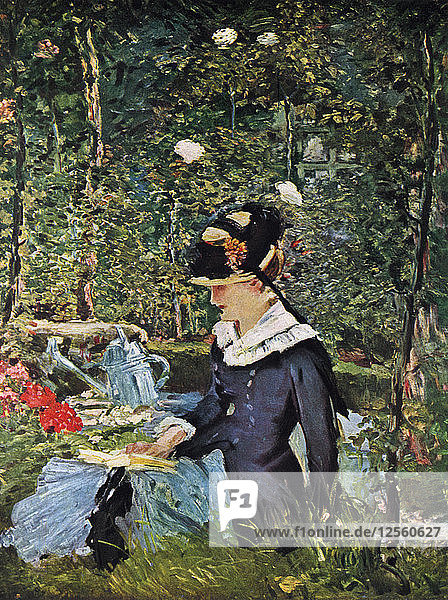 Young Girl on the Threshold of the Garden at Bellevue  1880.Artist: Edouard Manet