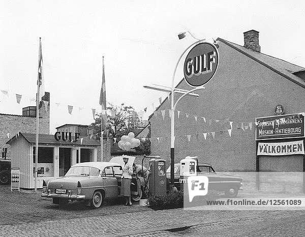Gulf petrol station  Trelleborg  Sweden  1955. Artist: Unknown