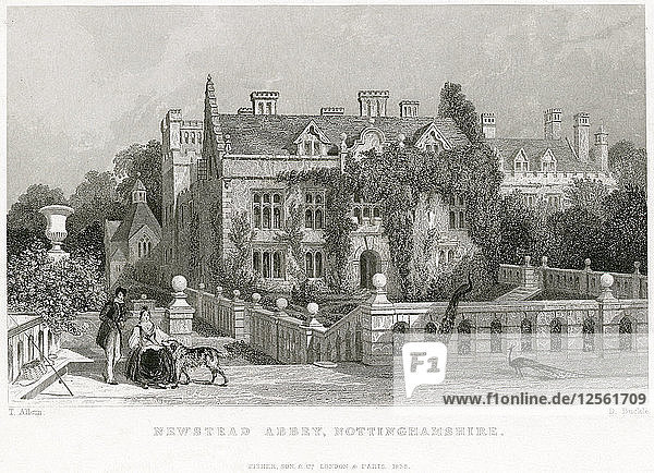 Ostterrasse  Newstead Abbey  Nottinghamshire  1838. Künstler: D. Buckle
