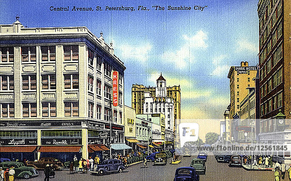 Central Avenue  St Petersburg  The Sunshine City  Florida  USA  1940. Artist: Unknown
