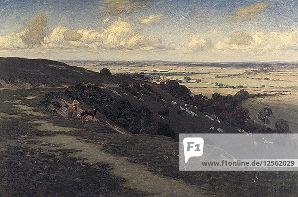 Bury Hill and Village with a View of the North Downs  um 1879-1919. Künstler: Jose Weiss