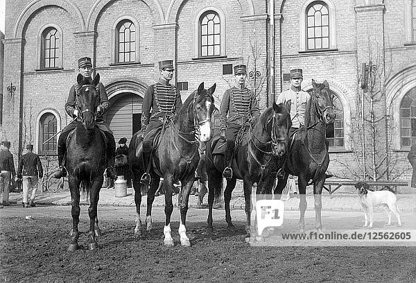 Cavalrymen outside the regimental stores  Landskrona  Sweden 1926. Artist: Unknown