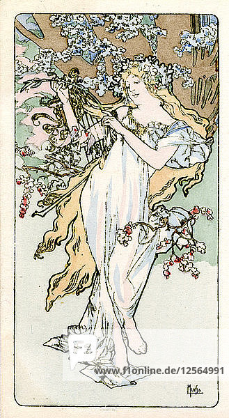 Frühling  1900. Künstler: Alphonse Mucha