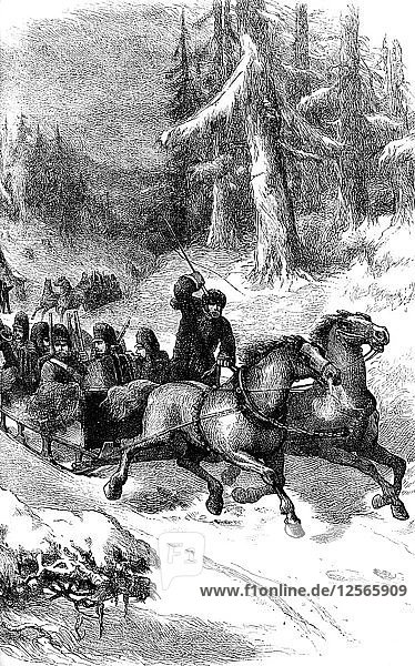Britische Truppen auf dem Weg durch Kanada im Winter  um 1860 (um 1880). Künstler: Unbekannt
