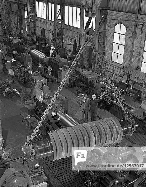 A busy foundry shop floor with lathes  Wombwell  near Barnsley  South Yorkshire  1963. Artist: Michael Walters