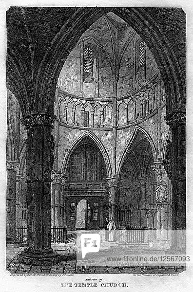 Innenraum der Temple Church  London  1816  Künstler: Sands