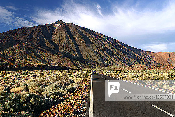 Straße in Richtung des Berges Teide  Parque Nacional del Teide  Teneriffa  Kanarische Inseln  2007.