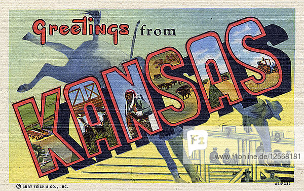 Grüße aus Kansas  Postkarte  1944. Künstler: Unbekannt
